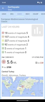 Earthquake android App screenshot 2